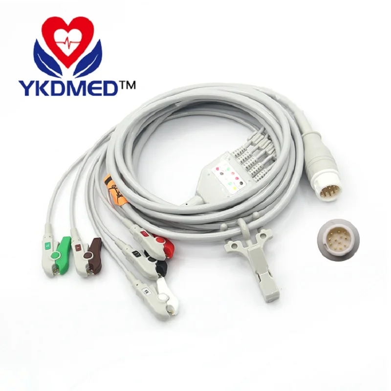 

Compatible with patient monitor 12pin one-piece patient cable with 5 leads ,ecg medical accessories ,Free shipping!