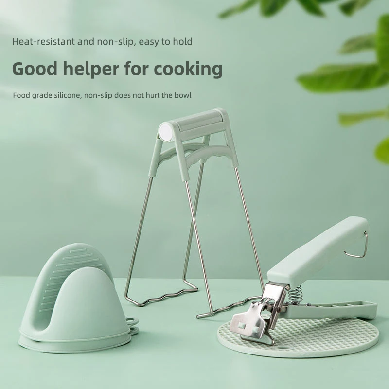 

Obelix Multifunctiona Hot Bowl Holder Dish Clamp Pan Gripper Hot Dish Plate Retriever Tongs Silicone Handle Kitchen Tools Sets