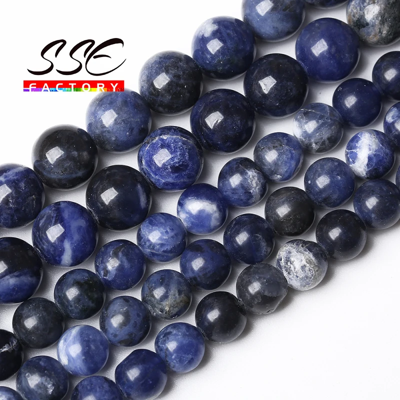 Wholesale Blue Sodalite Stone Beads Jaspers Round Loose Beads 15'' 4 6 8 10 12mm For Jewelry Making DIY Bracelet Accessories O14