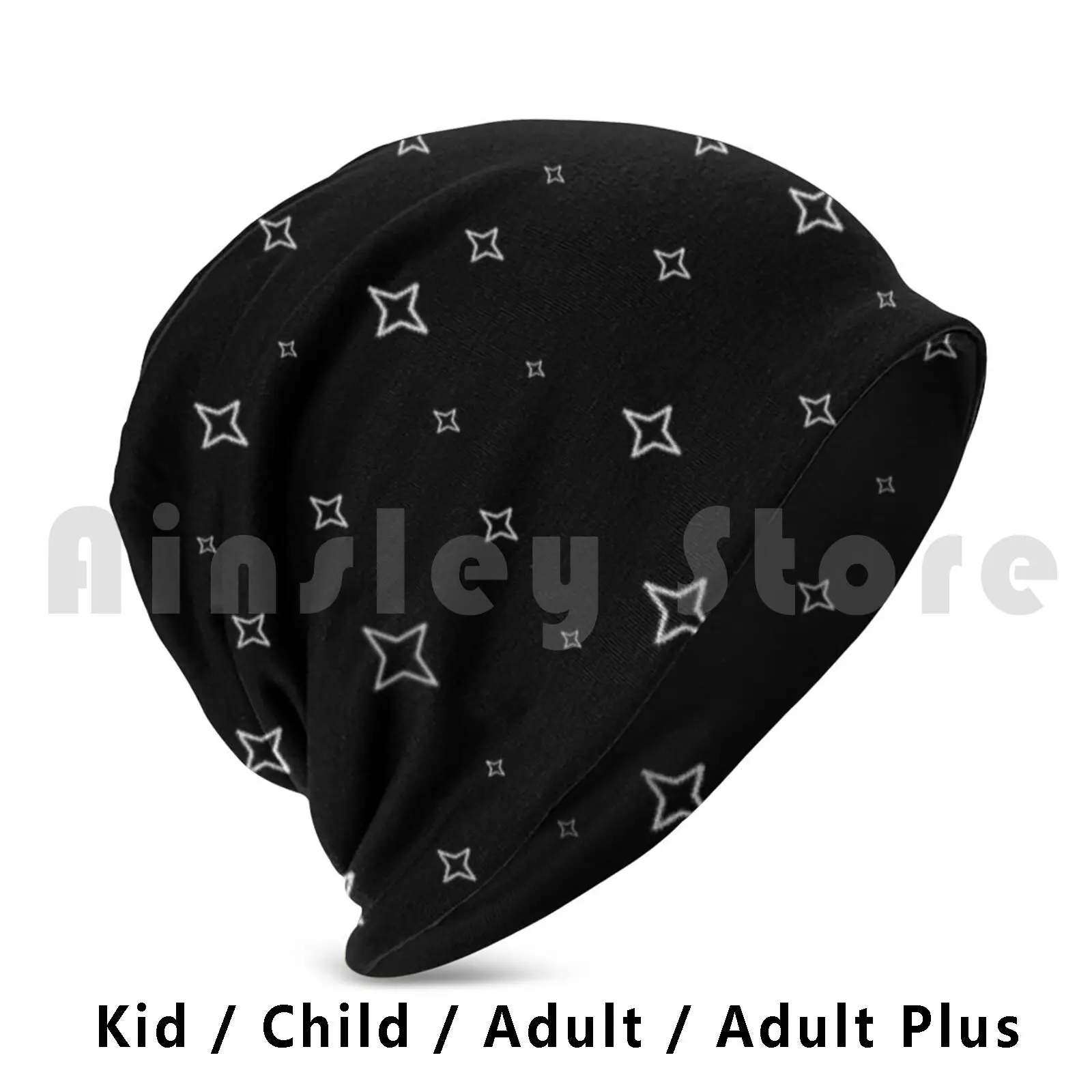 The Stars Beanies Knit Hat Hip Hop Night Popular Trending Black White Stars Glow In The Dark Pattern