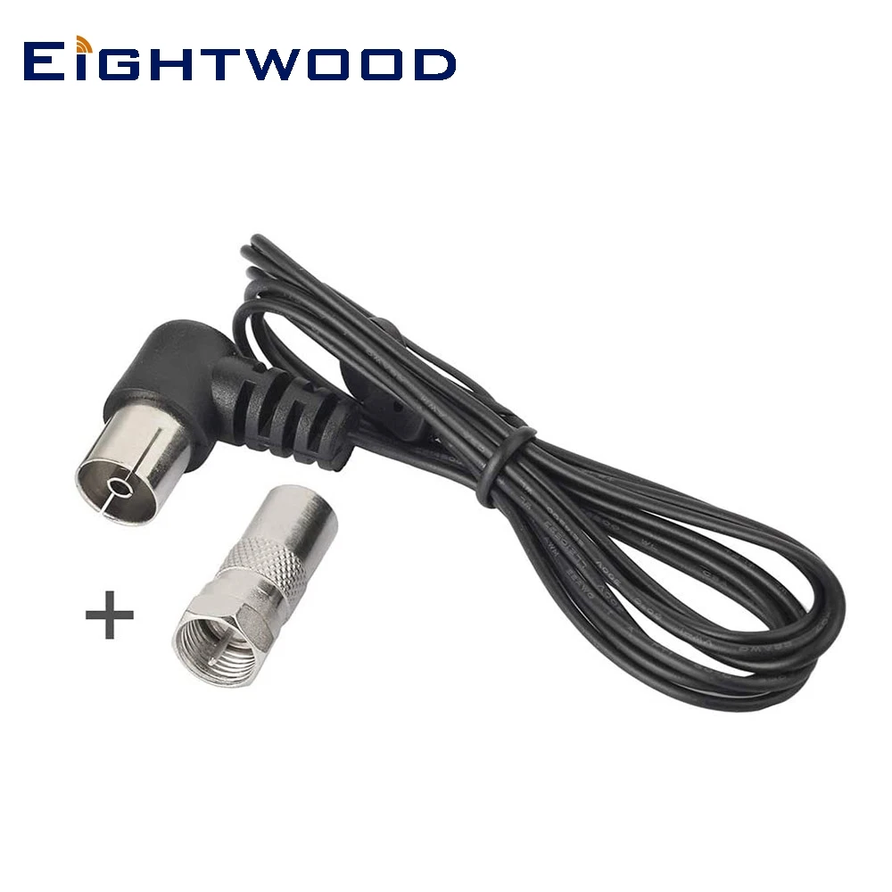 Eightwood FM Aerial 75 Ohm TV Female Antenna+TV Male to F Male Adapter for Hifi Radio Yamaha Denon Onkyo Bose Sherwood Marantz