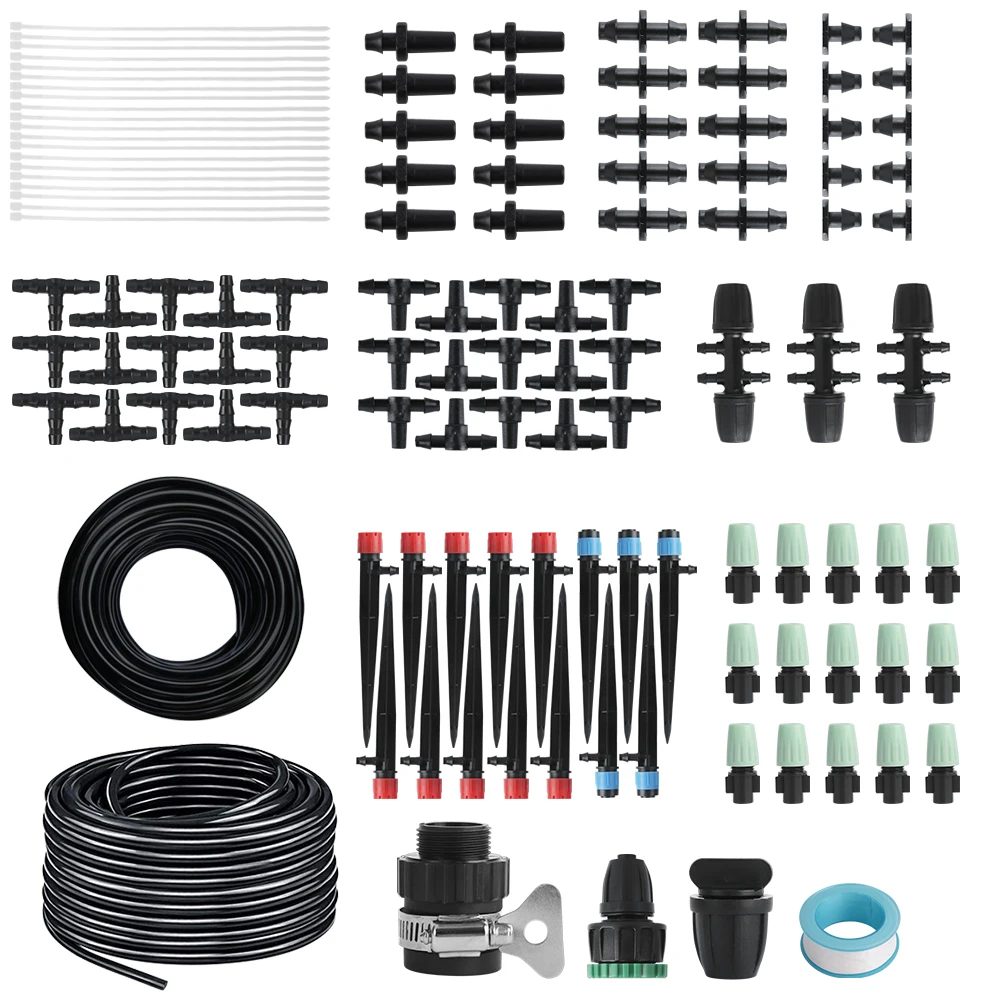 

BORUiT 40M DIY Drip Irrigation Watering Kits 8/12mm to 4/7mm Automatic Micro Home Garden Hose Irrigation System Potted Plants