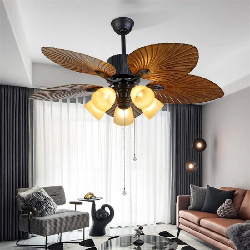 AOSONG Ceiling Lamps With Fan For Rooms With Wood Blade Remote Control Modern Fan Light Home Dining Room Bedroom Restaurant