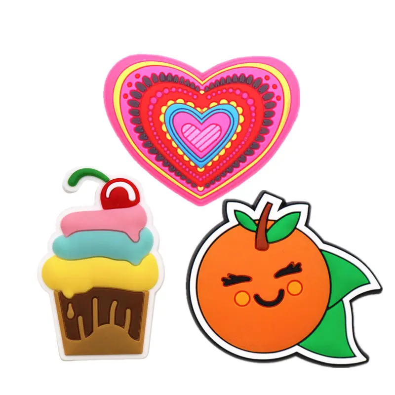 Drop Shipping Heart-shaped Shoe Charms Accessories Orange Ice Cream Shoes Buckle Decoration Fit Wristband Party Kids Gifts F59AL