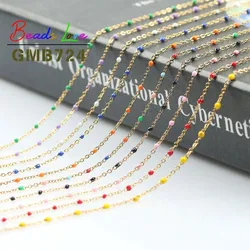 1 meter Gold Color Silver Color Plated Wire Wrapped Rosary Stainless steel Chain Round Bead Chains Jewelry DIY Bracelet Necklace