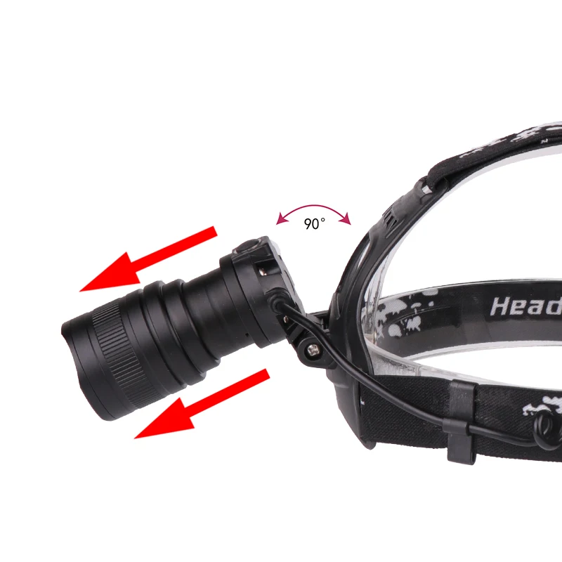 Headlamp Head Lamp Headlight Flashlight Torch Original 3 Bulbs Xhp70.2 Led 18650 Battery Litwod Zoom In / Out Lithium Ion