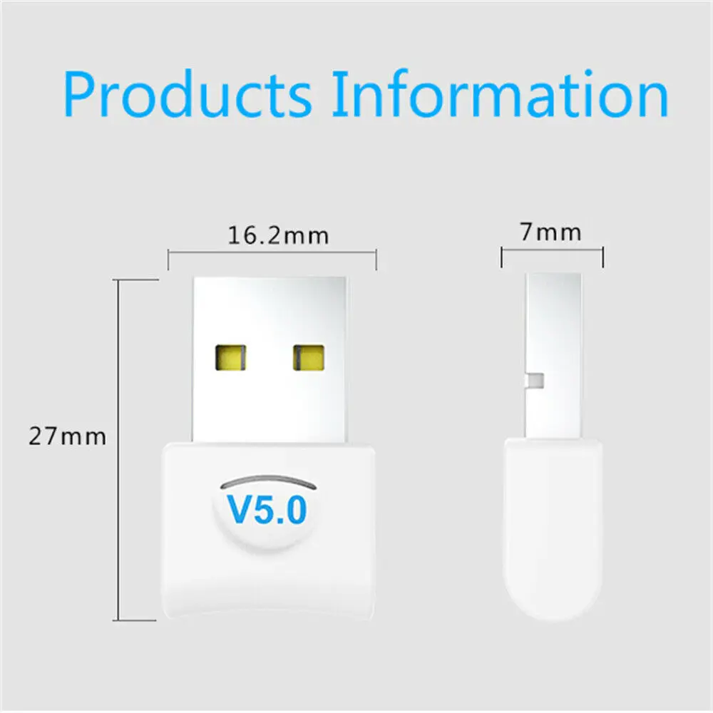 Адаптер Bluetooth 5,0, USB-ключ, музыкальный аудиоприемник для ПК, ноутбука, компьютера