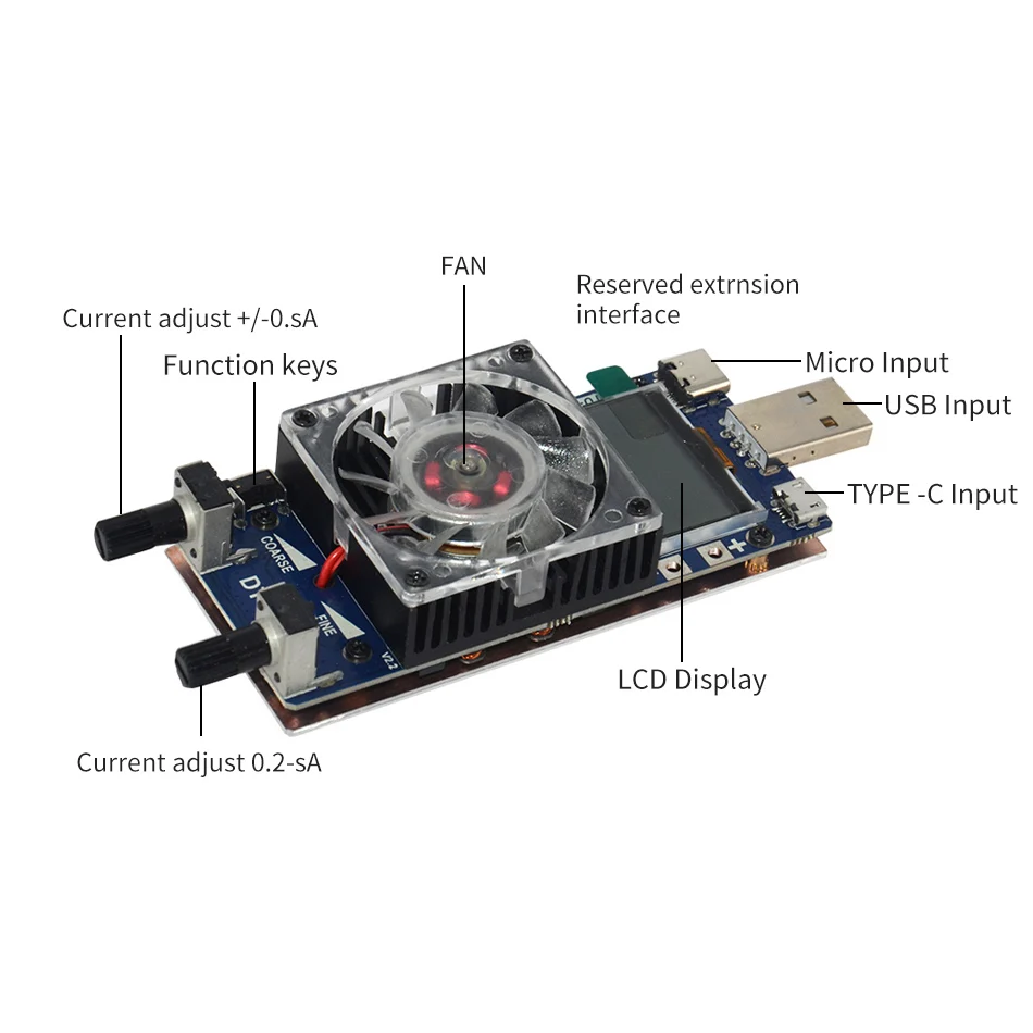 Imagem -03 - Gatilhos 35w Corrente Constante Dupla Ajustável Usb Cabo de Dados de Carga Eletrônica Bateria Descarga Tester Voltímetro Novo qc 2.0 3.0