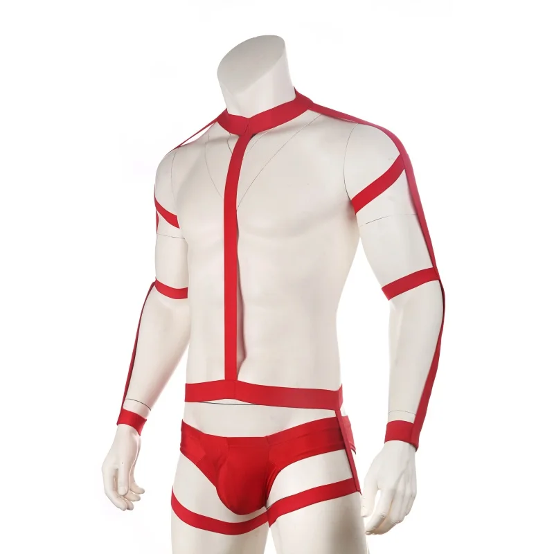 Ensemble de Bondage élastique Sexy pour hommes, sous-vêtements pour hommes, poitrine, épaules, Costume fétiche, Lingerie, sangle, tanga hombre,