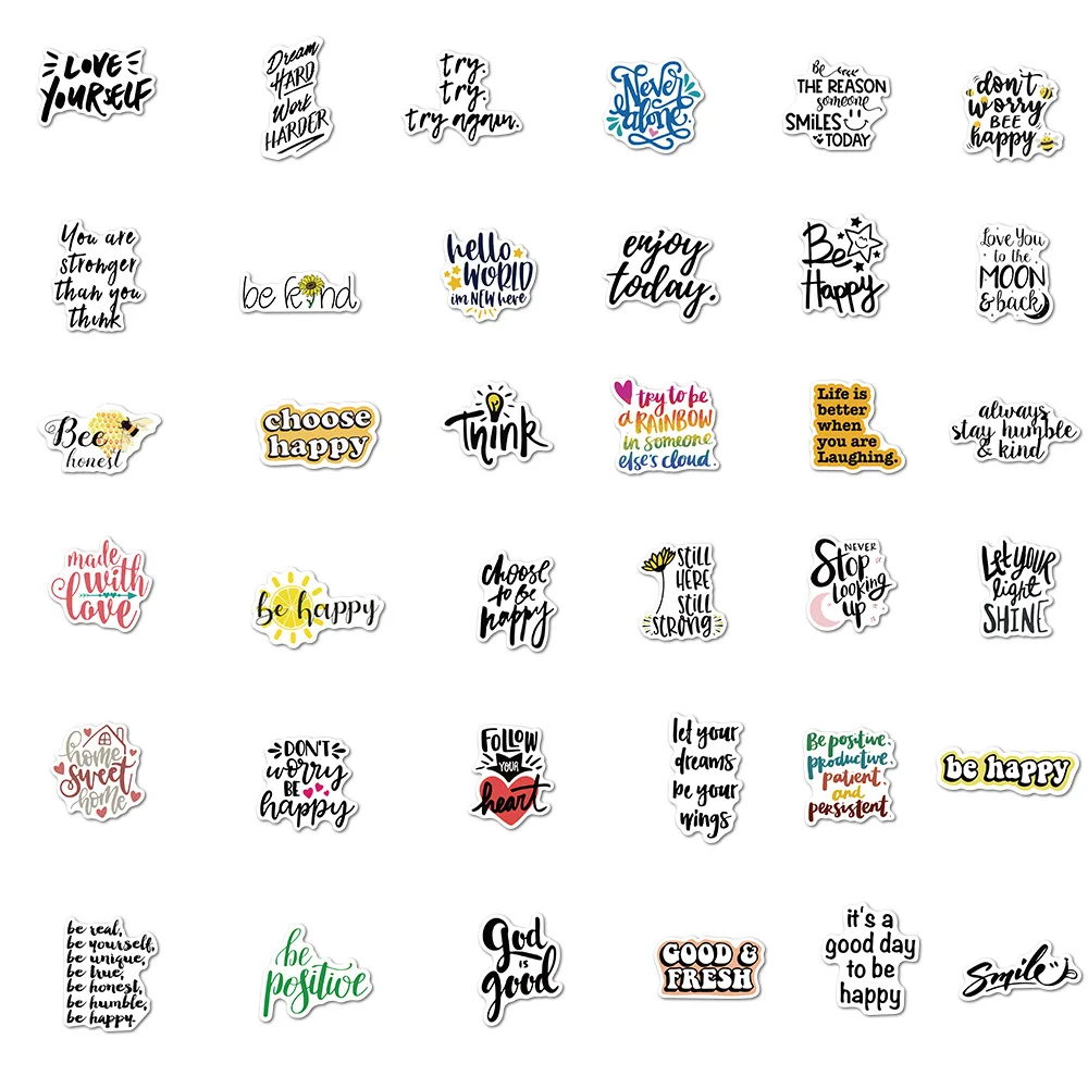 10/30/50pcs Motivational Phrases Stickers Quotes Sentences Waterproof Laptop Phone Skateboard Office Study Room Graffiti Decals