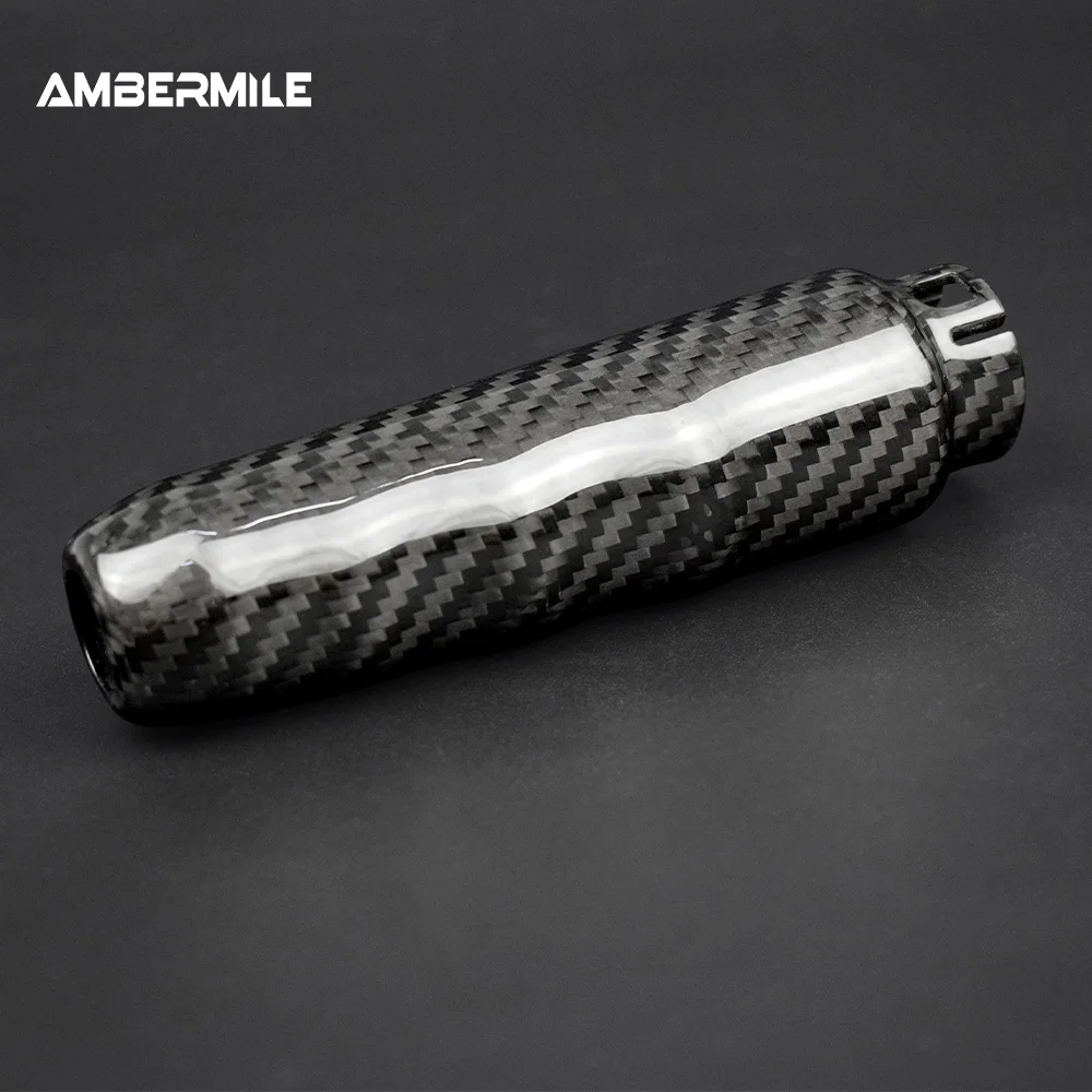 AMBERMILE Hard Carbon Fiber for Mini Cooper F55 Hardtop F57 F56 Hatchback Accessories Interior Car Handbrake Grip Covers Trim