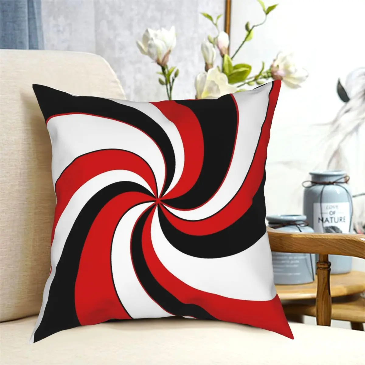 

Red Black And White Twist Pillowcase Polyester Pattern Decorative Pillow Case for Home Cushion Cover