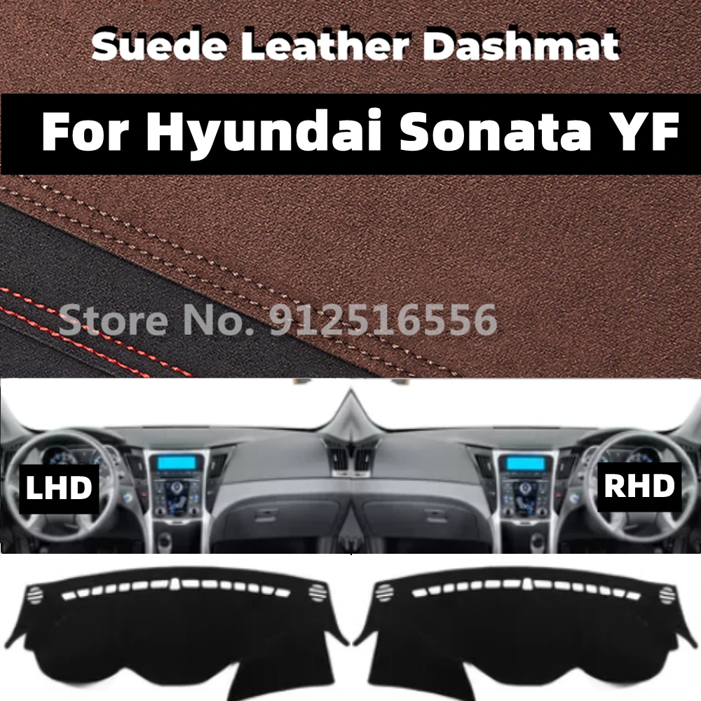 For Hyundai Sonata Hybrid GLS SE Limited 2011 - 2014 YF Suede Dashmat Dash Mat Dashboard Cover Non-Slip Sun Shade Accessories