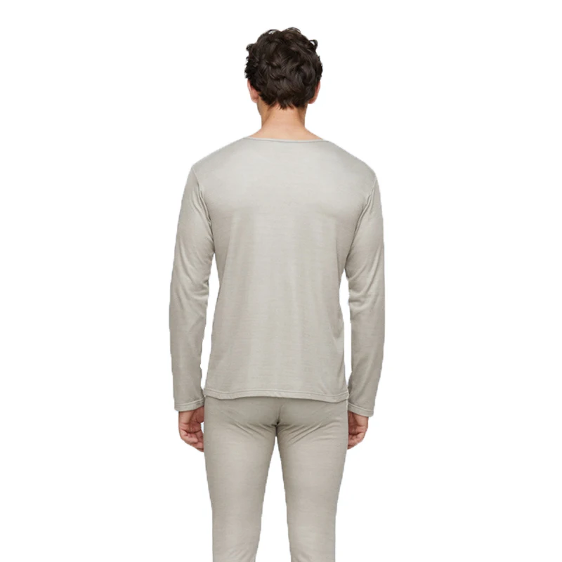 Military Silver Fiber Stretchy Shirt with Sleeve EMF Blocking Faraday Fabric Underwear Anti-radiation Antibacterial Long Johns