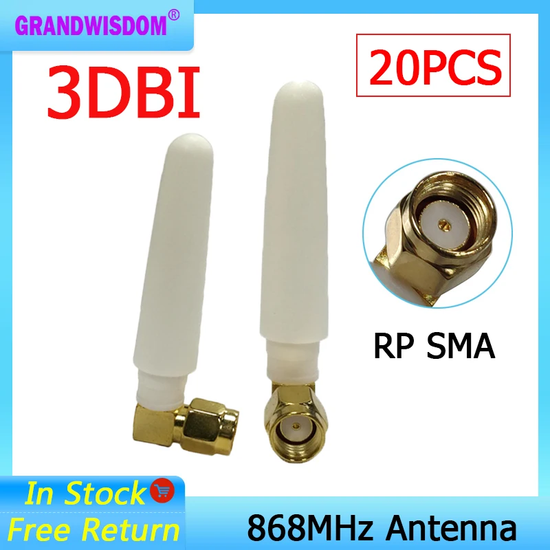 

GRANDWISDOM 20pcs 868mhz antenna 3dbi sma female 915mhz lora antene pbx iot module lorawan signal receiver antena