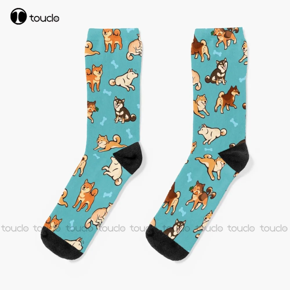 Shibes In Blue Shiba Shiba Inu Dog Dogs Pattern Cute Blue Socks Men Athletic Socks Christmas New Year Thanksgiving Day Gift