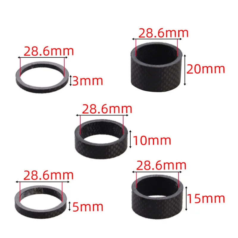 MTB Road Bicycle Front Fork Headset Carbon Fiber Washer Bike 3K Stem Wrist Pad Ring For 28.6mm Straight Head Tube 3/5/10/15/20m