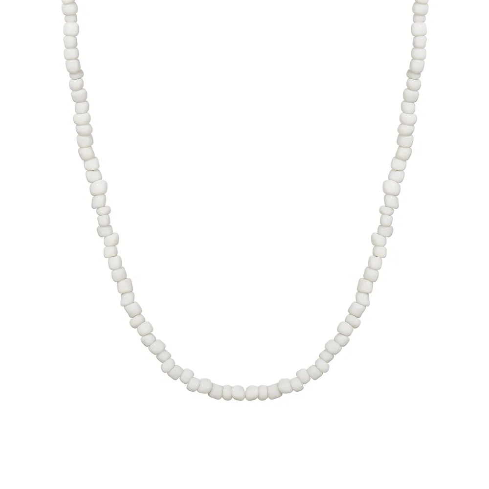 Collana girocollo con perline acriliche di colore bianco della boemia per le donne commercio all\'ingrosso di gioielli di moda con collana a catena