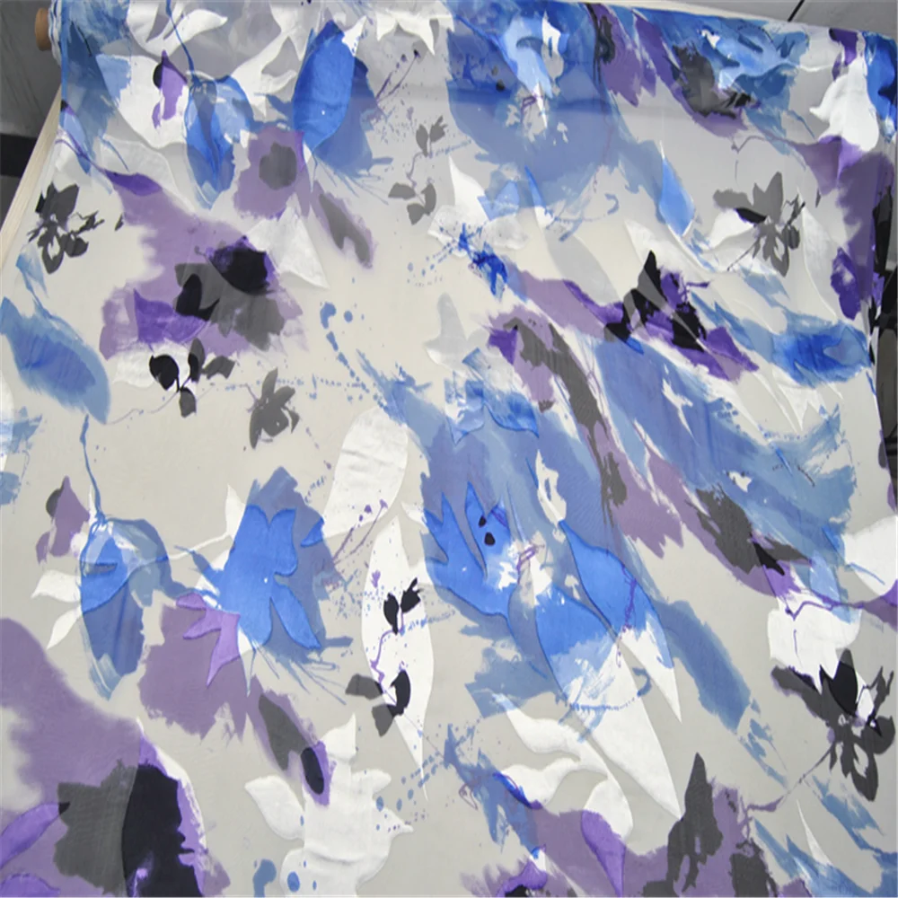 Unique Fashionable Style Hot Sale Promotion Silk Burn Out Fabric with Smooth Feeling for Elegant Style Dress