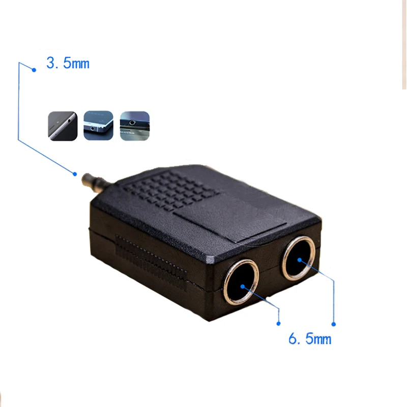 2ใน1อะแดปเตอร์เสียงแจ็ค3.5มม.ถึง2X6.35มม.อะแดปเตอร์1ถึง2หญิงไมโครโฟนไมโครโฟนปลั๊ก
