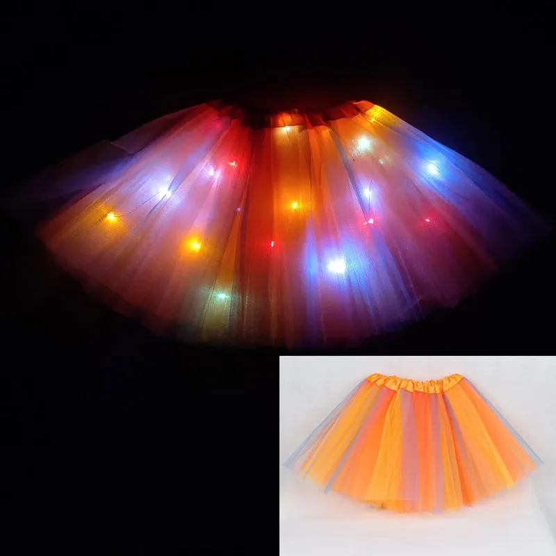 2024 new year Gradation Light LED Kids Coloured lights Tutu Skirt Princess Party Tutus Tulle  Child Ballet Dance skirt