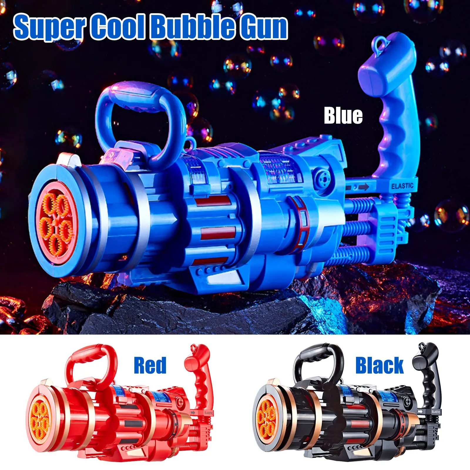 

New Automatic Gatling Bubble Gun Toys Blowing Bubble Maker Machine with Light Sound for Kids Children Beach Summer Outdoor Toy