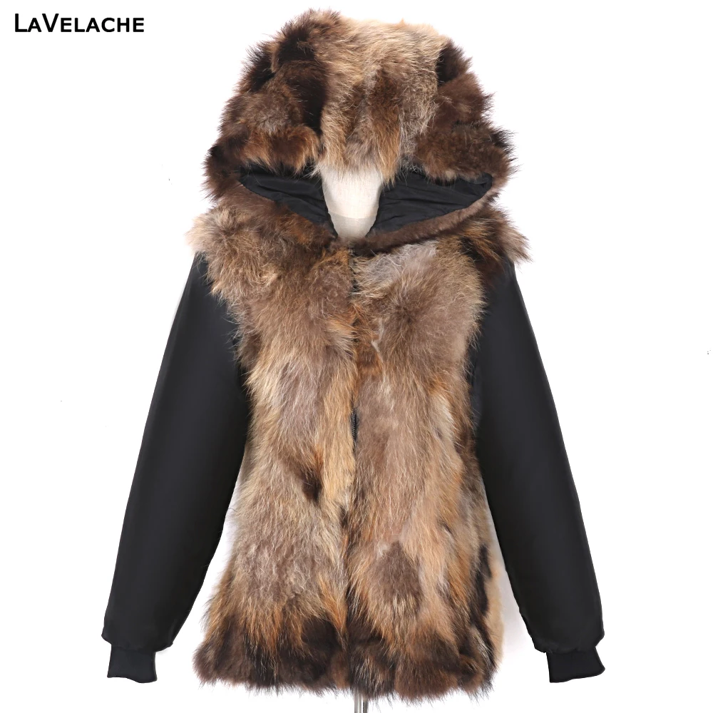 

LaVelache Real Fox Fur Liner Real Rabbit Fur Liner Coat Winter Women Parka Can Match Shell and Fur Collar