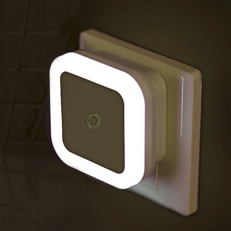 EU US Plug-in LED Night Light With Lighting Sensor Control Energy Saving Kids Bedside Light Toilet Wall Lamp For Bedroom Home