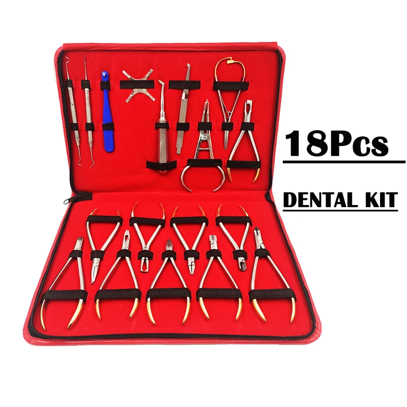 

18Pcs/set Dentist Orthodontic Tools Set Orthodontic Pliers Forming Pliers Stainless Steel Instrument Archwire Orthodontic Set