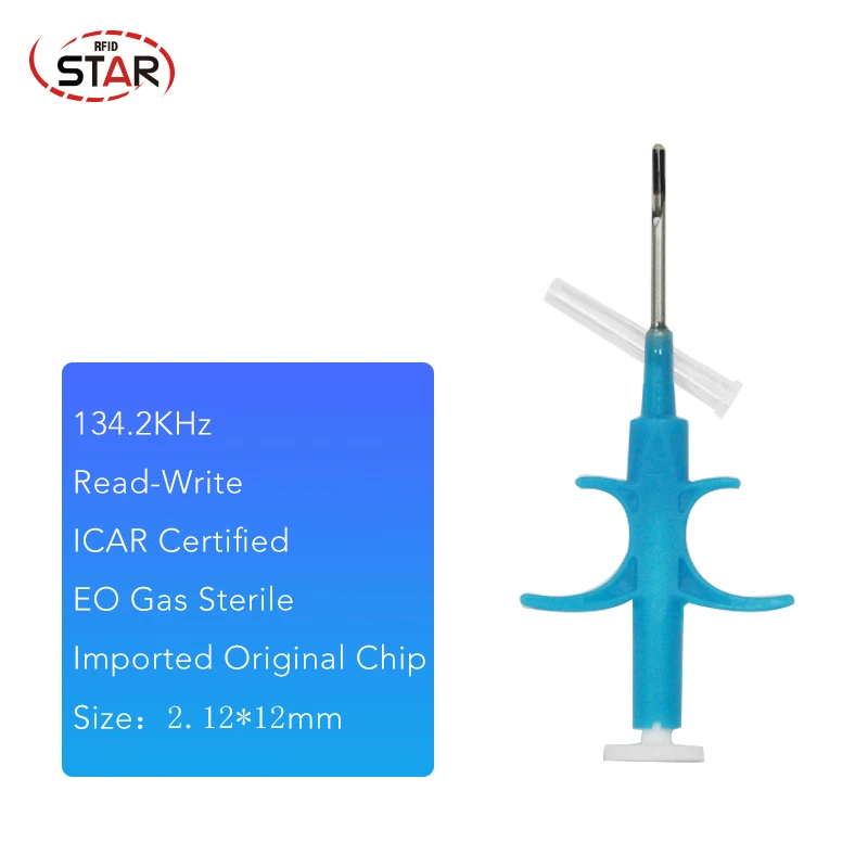 1.4x8/2.12x12/1.25x7mm FDX-B ICAR number ISO11784/5 RFID implant chip syringe Animal microchip syringe for pet dog cat fish x100