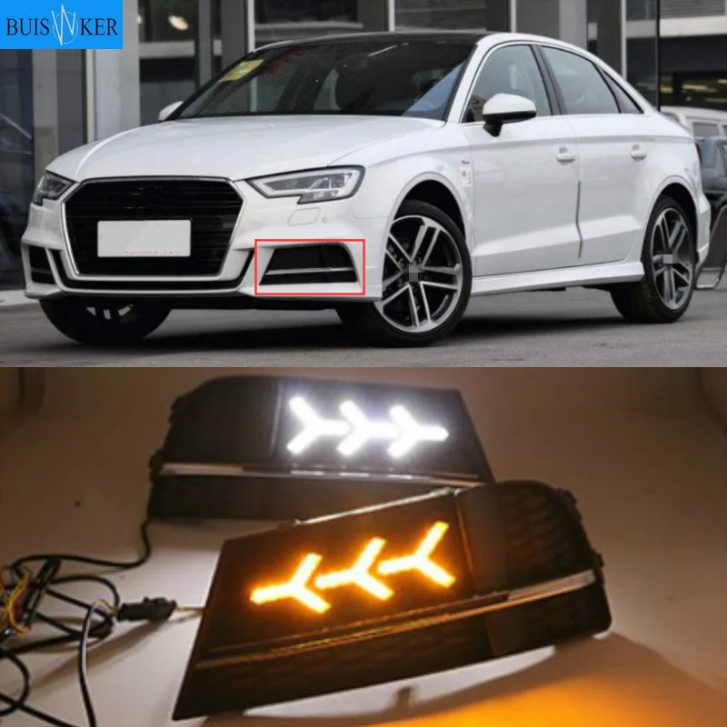 

1set LED DRL Daytime driving Running Lights Daylight waterproof with turn Signal For Audi A3 2017 2018 2019