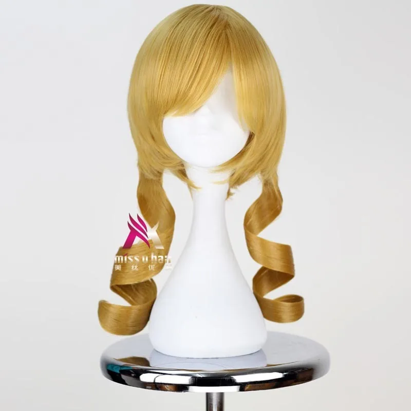 อะนิเมะ Puella Magi Madoka Magica Tomoe Mami Cosplay วิกผมสีบลอนด์สังเคราะห์ Wavy Hair ผมผู้หญิง Wigs สำหรับเครื่องแต่งกาย Party