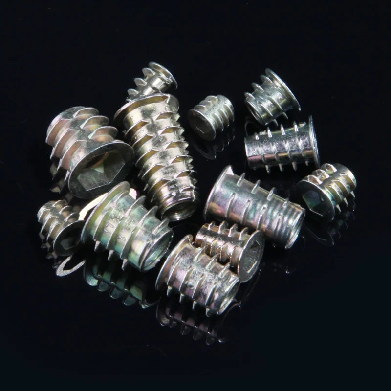 340PCS Assorted Flanged Hex Drive Head Furniture Nuts M4 M5 M6 M8 M10 Zinc alloyl Thread For Wood Insert Nut