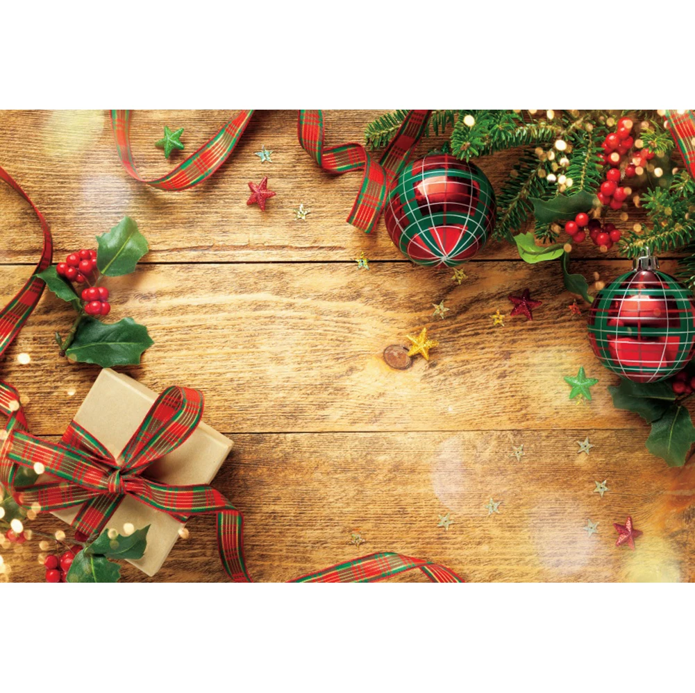 Laeacco stare drewniane deski świąteczne prezenty Polka Dots Glitters Banner spersonalizowane plakat tło fotograficzne Photo Backdrops