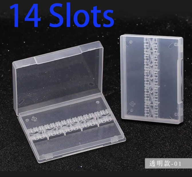 6 7 10 14 20 30 Slots Clear Nail Boor Plastic Storage Box Holder Container Manicure Snijders Display Nail accessorie