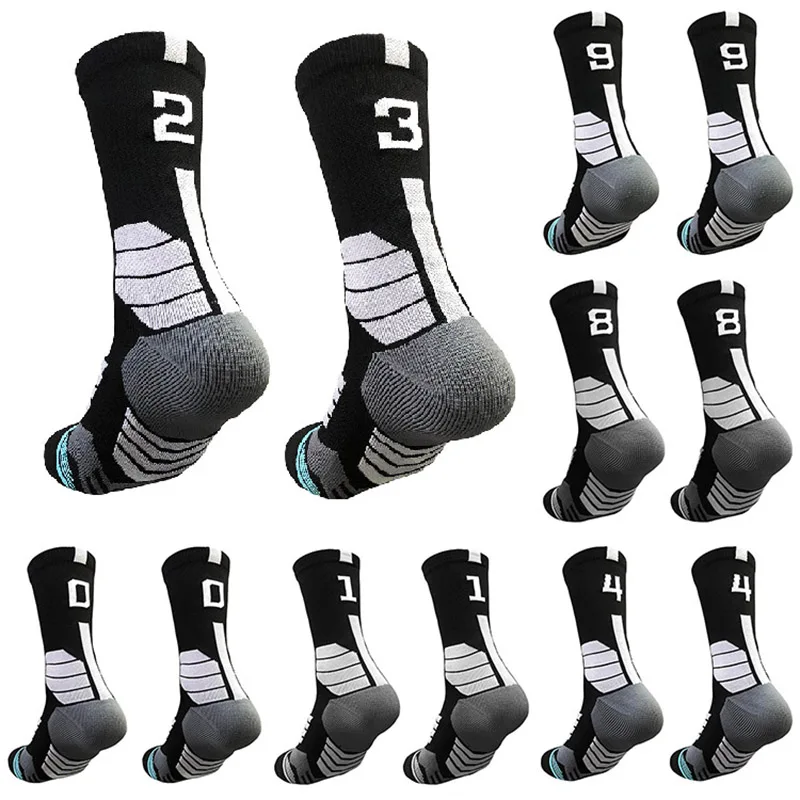 Professional Basketball Socks With Number Thermal Winter Thick Compression Ski Tubing Outdoor Sports Fitness Sweat Towel Sock