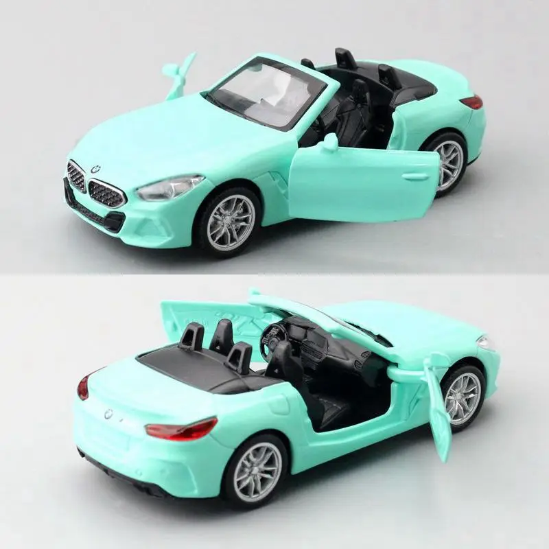 Diecast Metal Toy Model 1:38 Scale BMW Z4 M40i Convertible Car Pull Back Educational Collection Doors Openable Gift Match Box