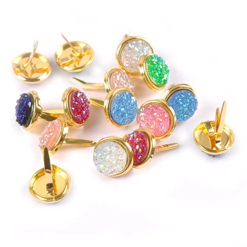 Mix Pattern Golden Brads For DIY Scrapbooking Embellishments Fastener Metal Crafts Brad Handmade Decoration 13x13mm 15Pcs c2262