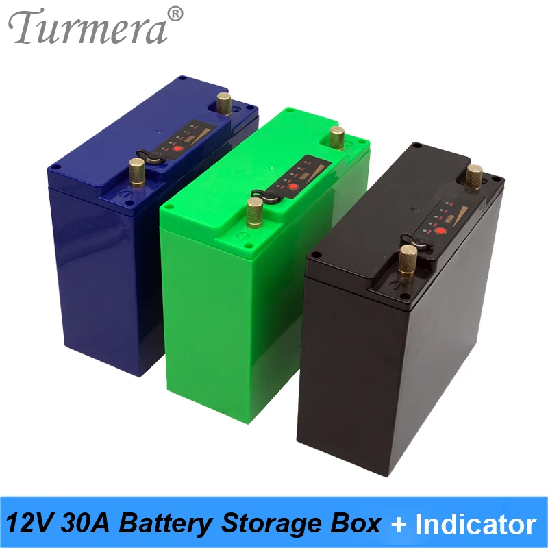 12V 30Ah Battery Storage Box Case with Indicator DC Port Build 48Pieces18650 Battery for Uninterrupted Power Supply 12V Turmera