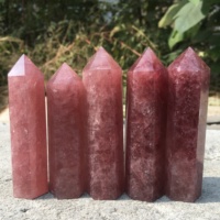 Natural Strawberry Quartz Crystal Point Wand Crystal Quartz Tower Crystal Obelisk Flat Bottom Healing Crystal gemstone