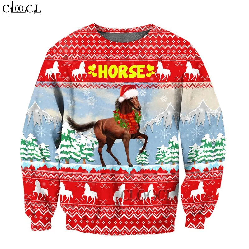 

HX Horse Christmas 3D Print Fashion Hoodies Merry Christmas Men Sweatshirt Unisex Zip Pullover Casual Tracksuit Drop Shipping