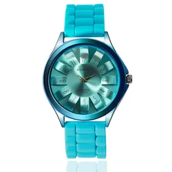 Top Luxury Brand Women Quartz Watches WOMAGE Women Dress Watches Steel Floral Chrysanthemum Dial Lady Rubber Jelly Band Watches