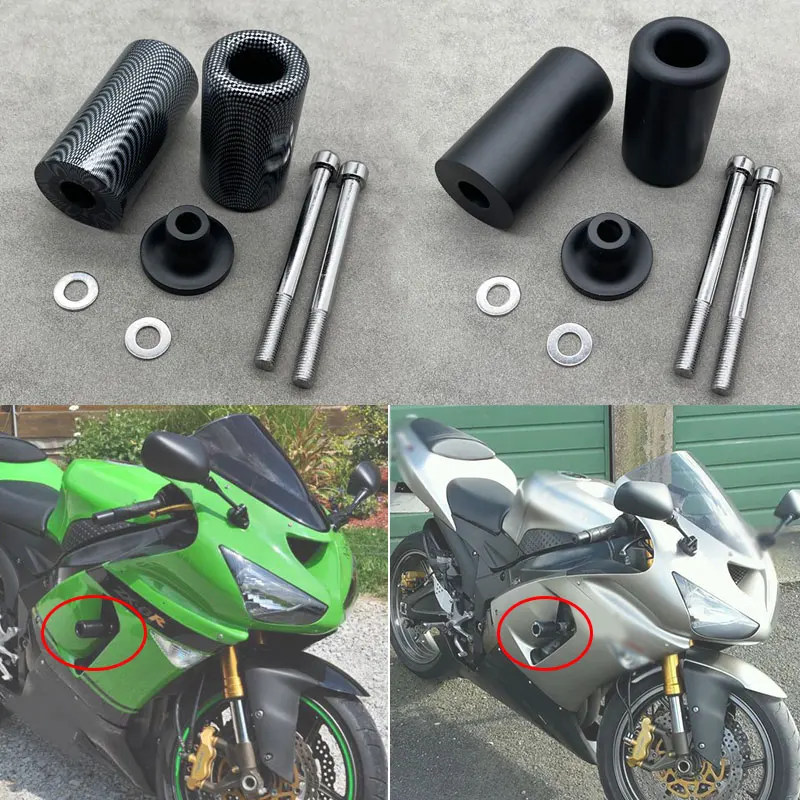 Curseurs De Cadre Moto Noir Pour Kawasaki Ninja ZX6R 1998-2003 / ZX9R 2001-2004 / ZX12R