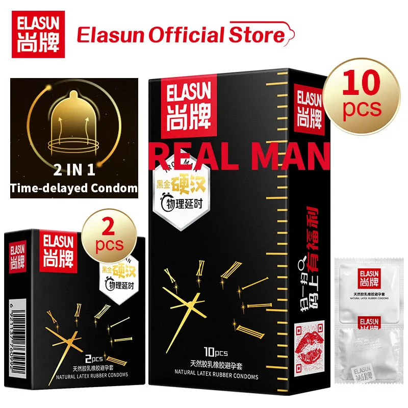 Elasun 10 Pieces Top Quality G spot Condom Delay Ejaculation Male Plus Size Condoms Penis Sleeve Sex Toys Safe contraception