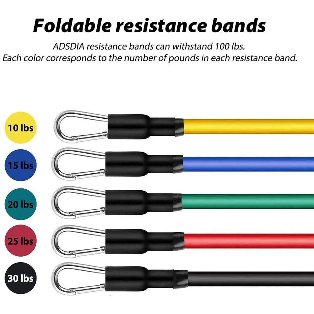 11PCS Resistance Bands Set Bodybuilding Home Gym Equipment Professional Weight Training Fitness Elastic Rubber Bands Expander