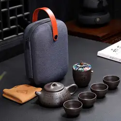 Portable Travel Bag Purple Sand Chinese Kung Fu Tea Gaiwan Teacups Teapot Teaware Set Ceremony Exquisite Gift Multiple Styles