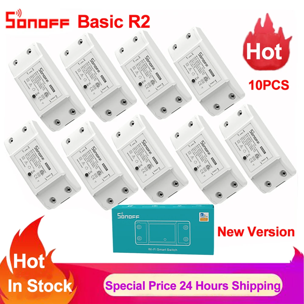 

Sonoff Basic R2 Smart Switch Wifi Wireless Smart Home Remote Control Timer DIY Switch Via Ewelink APP Work with Alexa Google