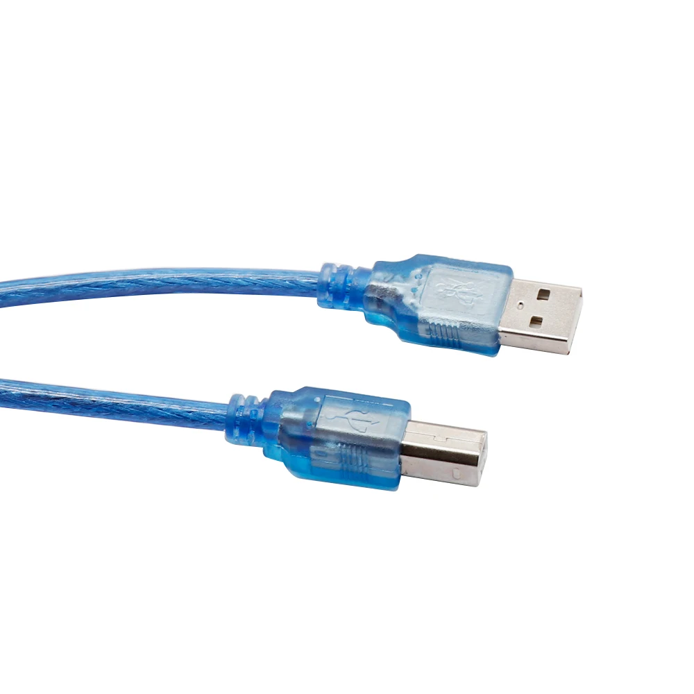 High Speed Transparent Blue USB 2.0 Type A Male to B Male 3D Printer Cable Cord Short cable for Printer HUB USB  0.5M 1.5M 3M