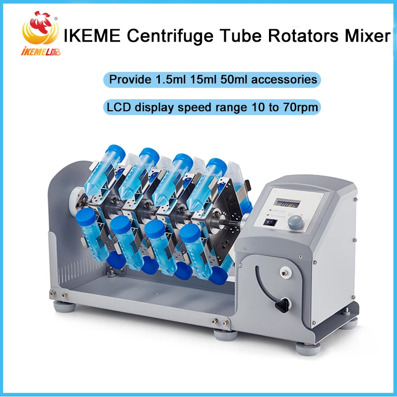 

Lab Centrifuge Tube Rotator Mixer LCD Digital Adjustable 0-70rpm 1.5/15/50ml Centrifuge Tube Sample Mixing Laboratory Equipment