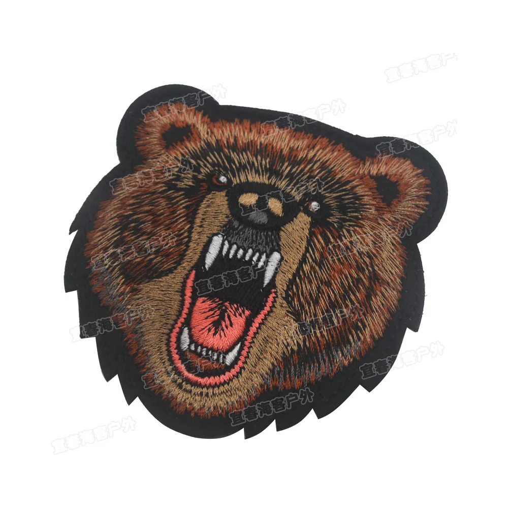 Hot Fabric Embroidered PVC  badge Patch Tiger Bear Wolf Animal Military Patches Tactical Combat Emblem Applique